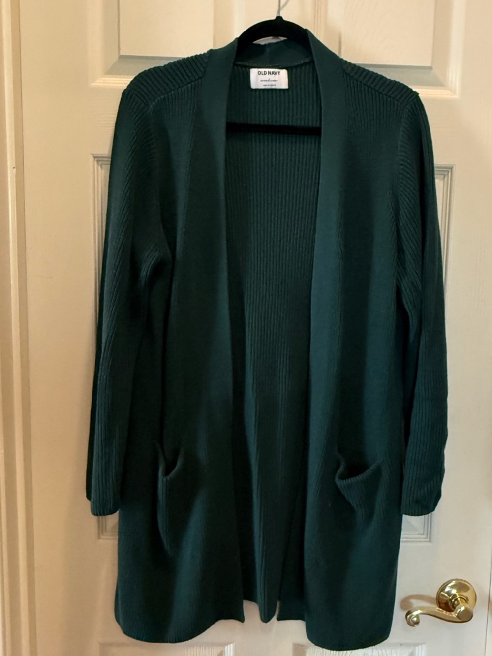 Old Navy Forest Green Ribbed Open Cardigan with Pockets